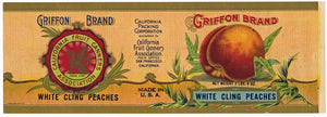 Griffon Brand Vintage White Cling Peaches Can Label