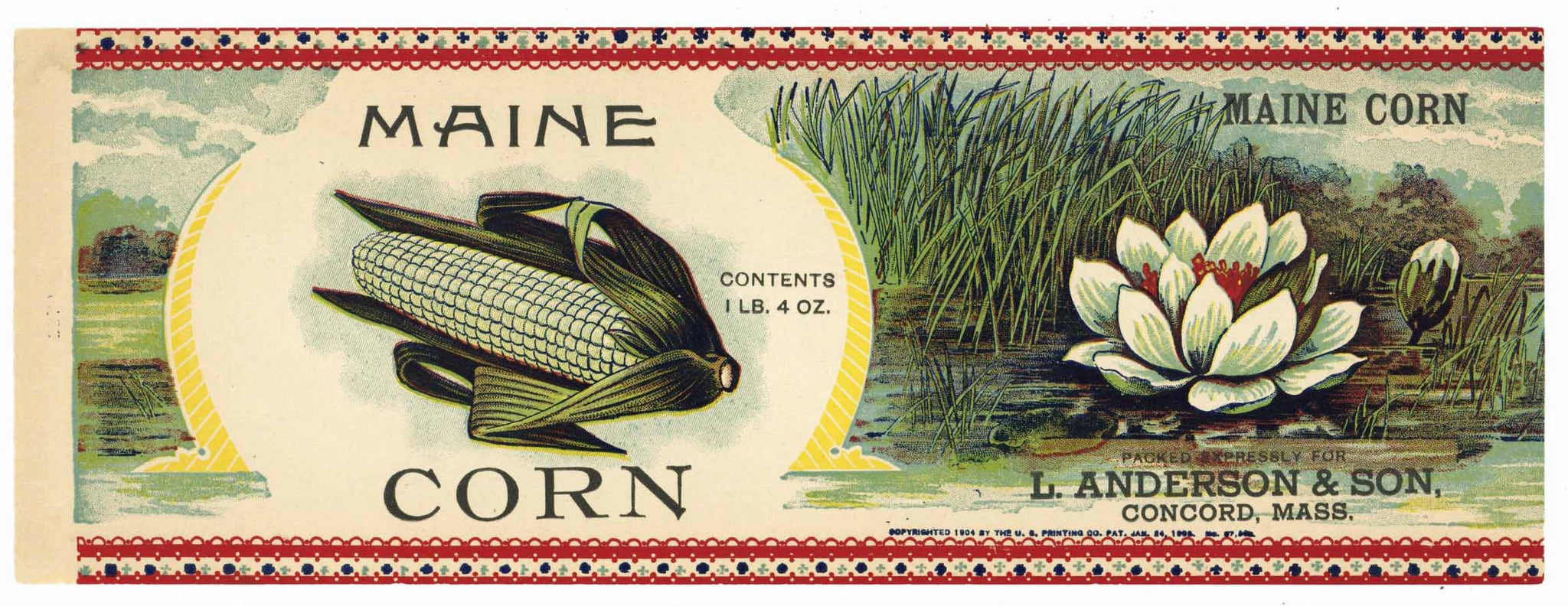 Maine Brand Vintage Corn Can Label, Anderson