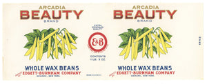 Arcadia Beauty Brand Vintage Wax Beans Can Label