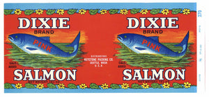 Dixie Brand Vintage Washington Salmon Can Label, pink
