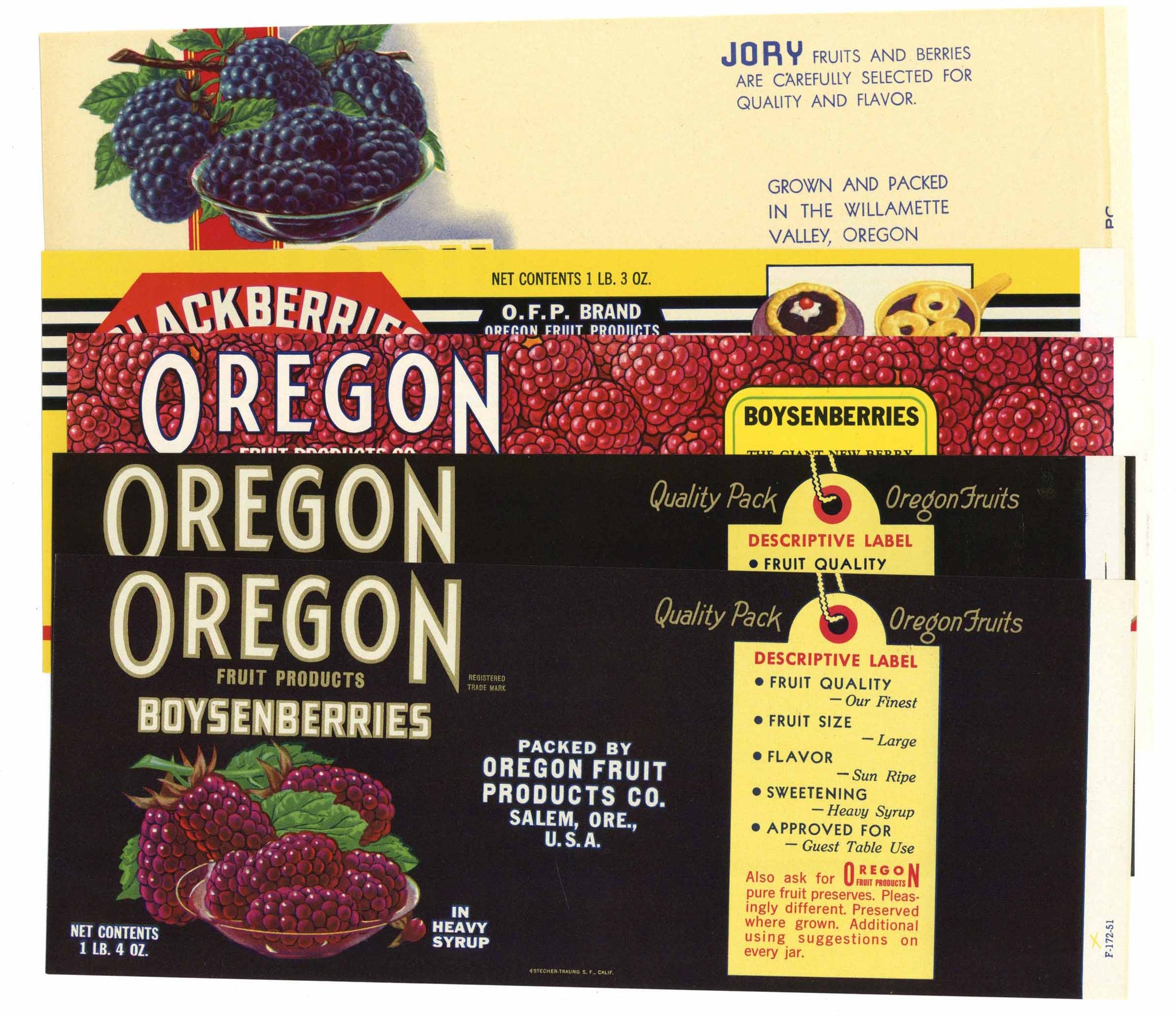 Oregon Berries Set of 5 Berry Can Labels