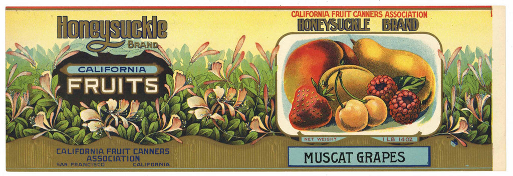 Honeysuckle Brand Vintage Muscat Grapes Can Label