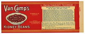 Van Camp's Brand Vintage Kidney Beans Can Label