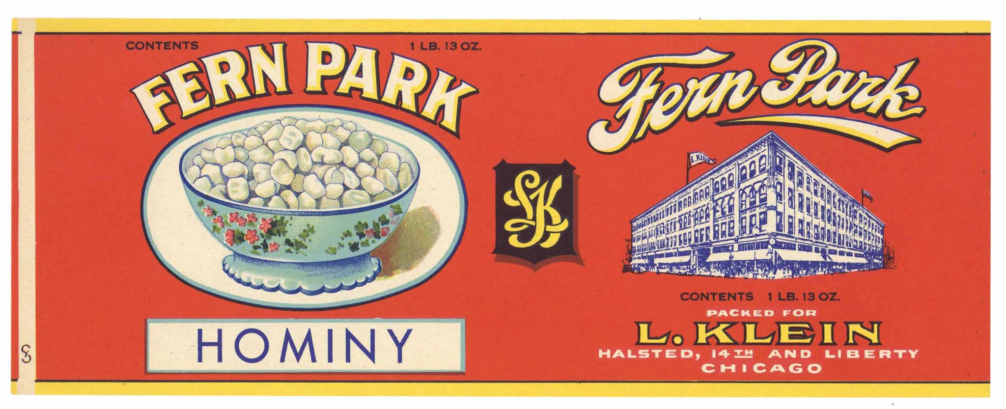 Fern Park Brand Vintage Hominy Can Label