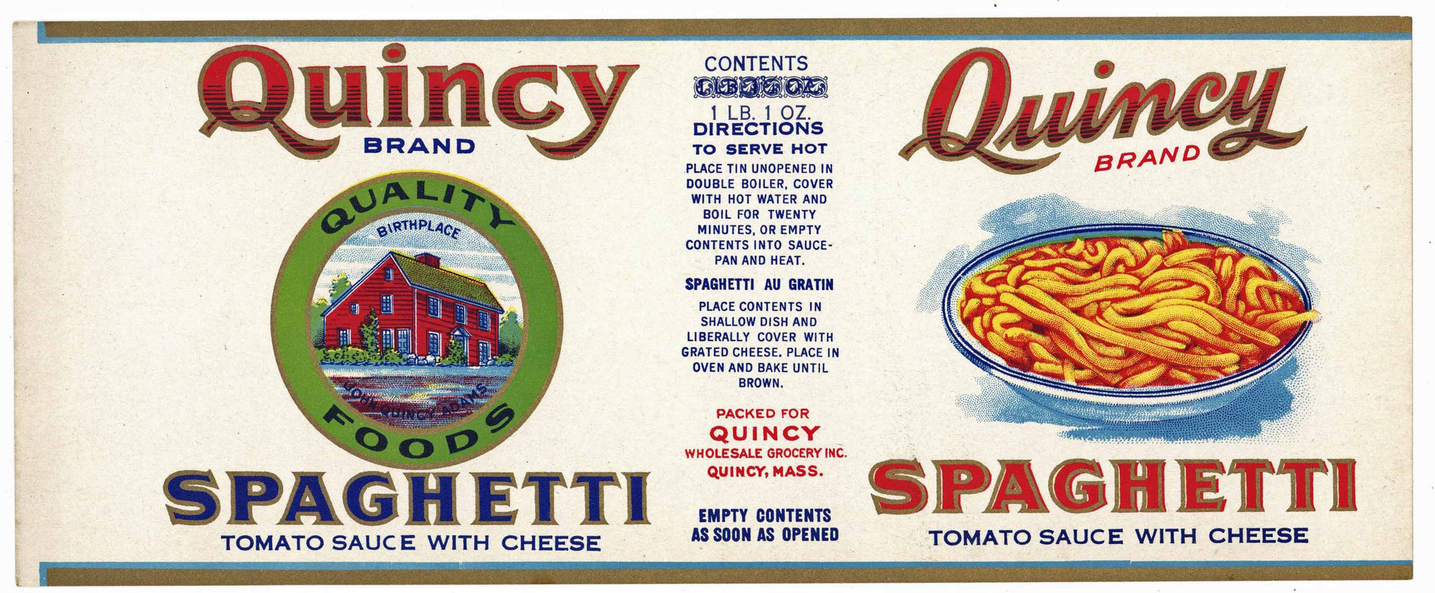 Quincy Brand Vintage Spaghetti Can Label