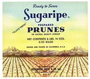 Sugaripe Brand Vintage Prune Can Label, n