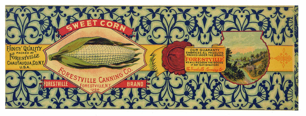 Forestville Brand Vintage New York Corn Can Label