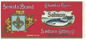 Genista Brand Vintage Astoria Oregon Salmon Can Label