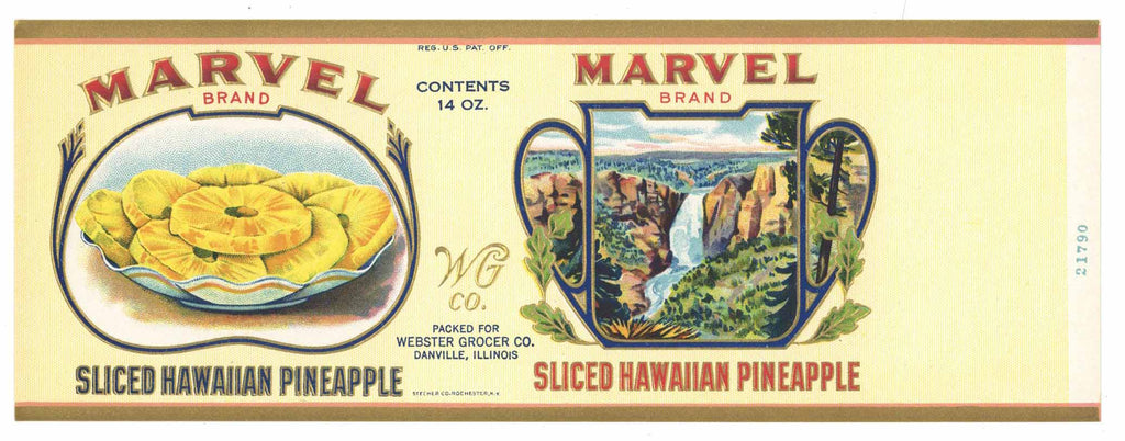 Marvel Brand Vintage Hawaiian Pineapple Can Label