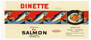 DINETTE Brand Vintage Danville Illinois Salmon Can Label
