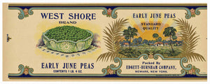West Shore Brand Vintage Newark New York Peas Can Label