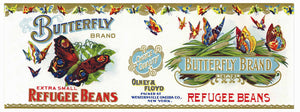 Butterfly Brand Vintage New York Refugee Bean Can Label