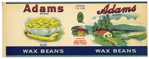 Adams Brand Vintage Massachusetts Wax Bean Can Label