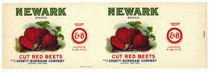 Newark Brand Vintage New York Cut Red Beets Can Label, L