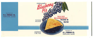 Blueberry Pie Brand Vintage Portland Maine Can Label