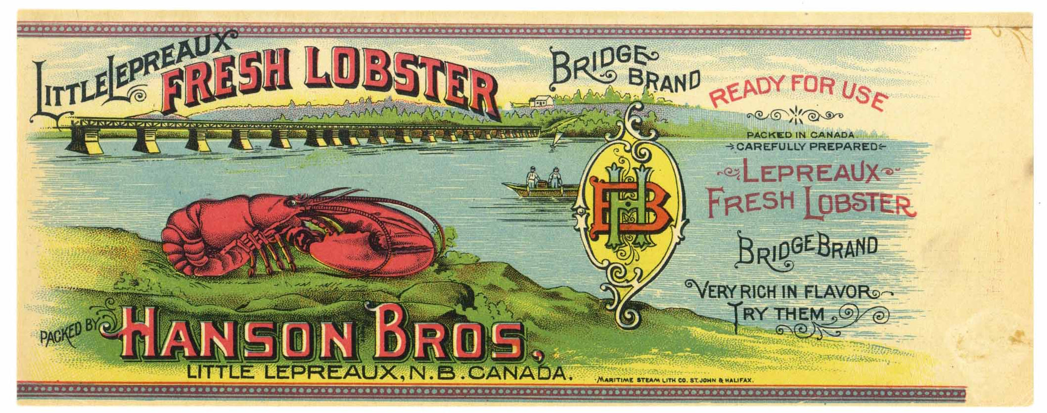 Bridge Brand Vintage Canadian Lobster Can Label