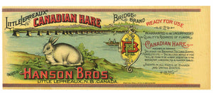 Bridge Brand Vintage Canadian Hare Can Label