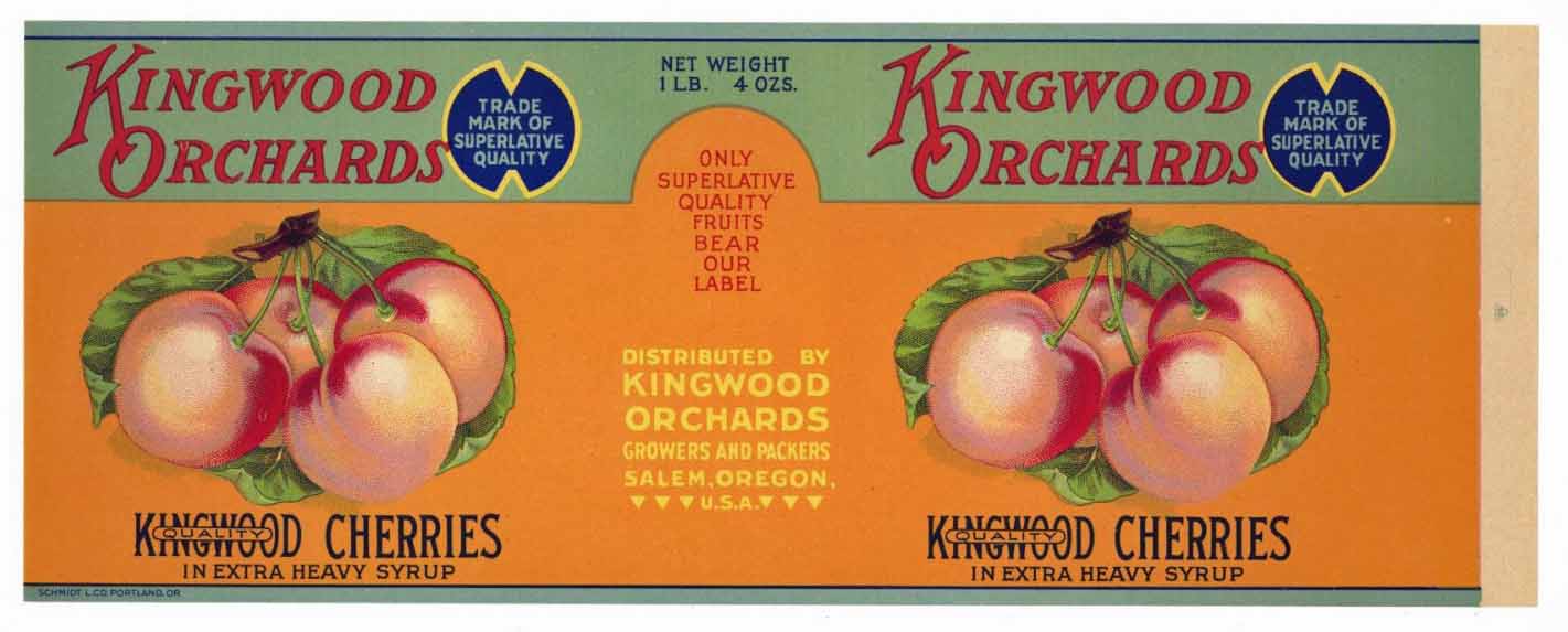 Kingwood Orchards Brand Vintage Cherry Can Label
