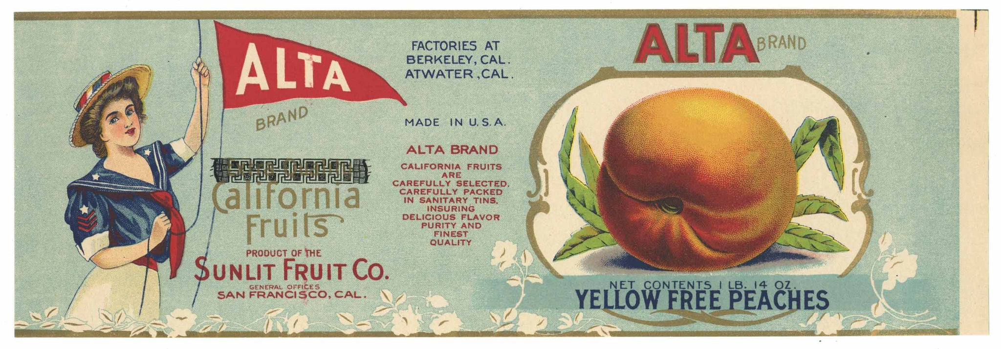 Alta Brand Vintage Peach Can Label