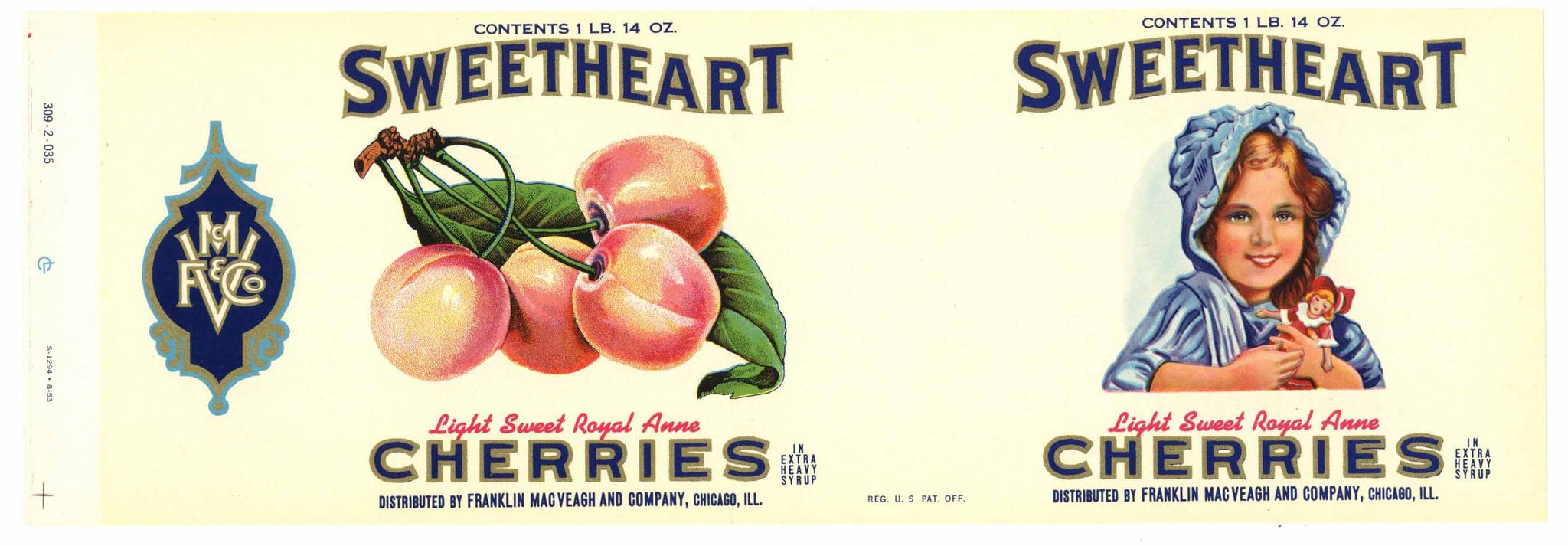 Sweetheart Brand Vintage Cherry Can Label