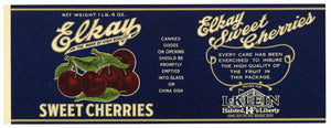 Elkay Brand Vintage Sweet Cherry Can Label