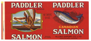 Paddler Brand Vintage Vancouver Canada Salmon Can Label