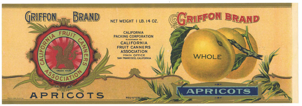 Griffon Brand Vintage Apricot Can Label