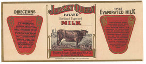 Jersey Queen Brand Vintage Washington Milk Can Label