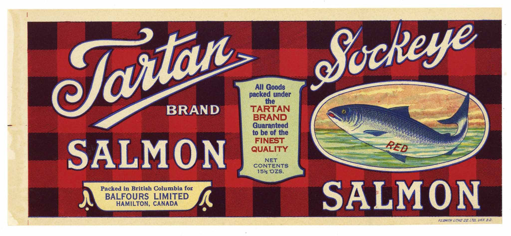 Tartan Brand Vintage Hamilton Canada Salmon Can Label