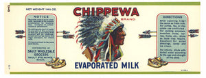 Chipppewa Brand Vintage Sault Ste. Marie Evaporated Milk Can Label