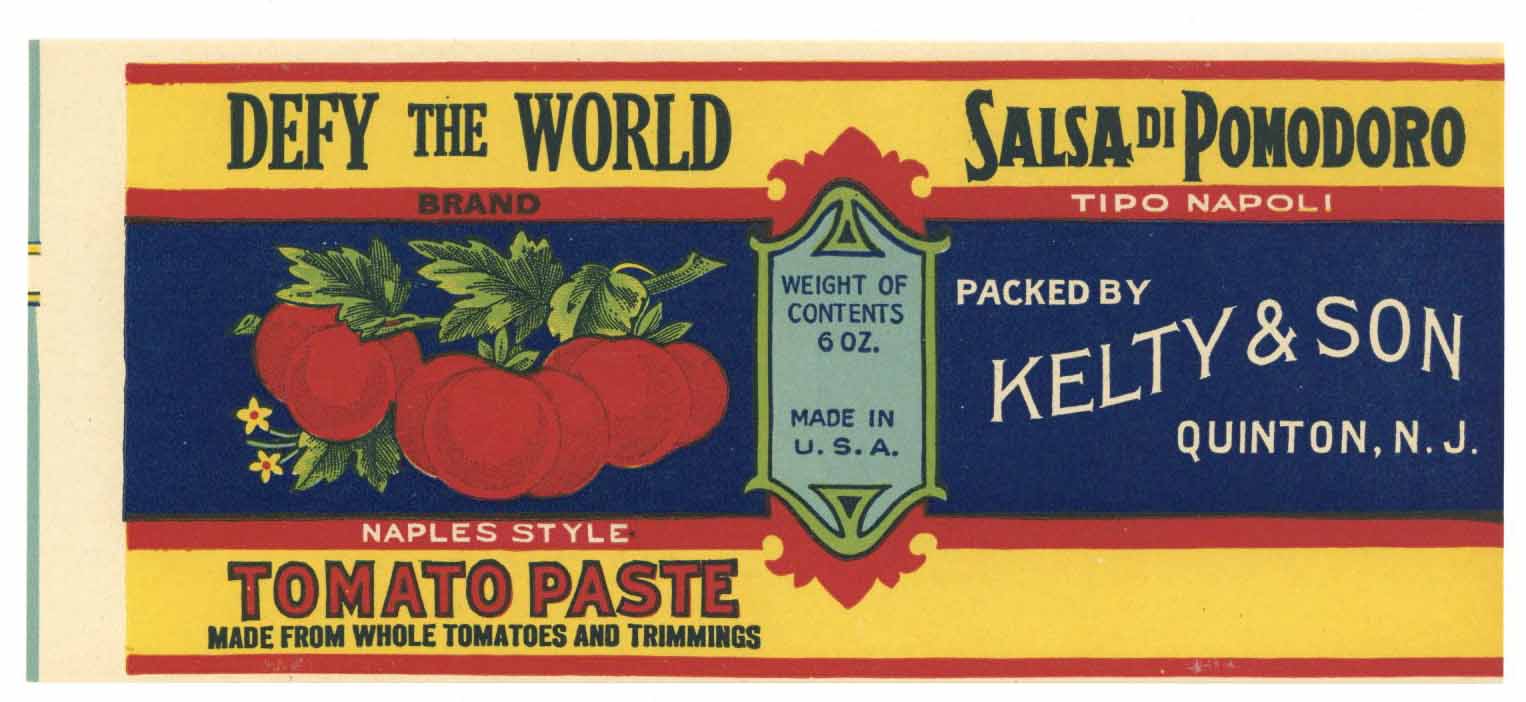 Defy The World Brand Vintage Tomato Paste Can Label, s