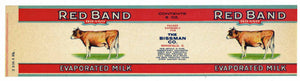 Red Band Brand Vintage Mansfield Ohio Evaporated Milk Can Label
