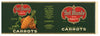 Del Monte  Brand Vintage Carrot Can Label, L