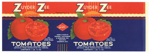 Zuyder Zee Brand Vintage Sacramento Tomato Can Label