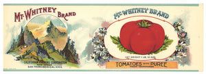 Mt. Whitney Brand Vintage Tomato Can Label