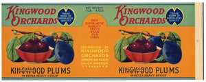 Kingwood Orchards Brand Vintage Salem Oregon Plum Can Label