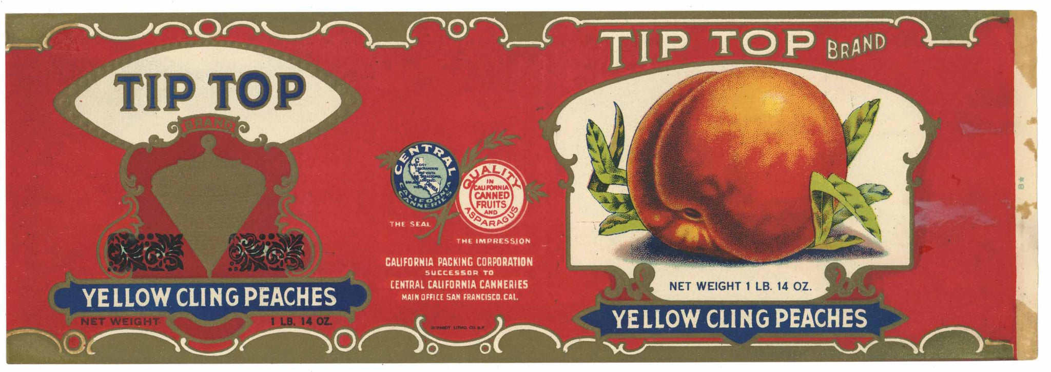 Tip Top Brand Vintage Peach Can Label