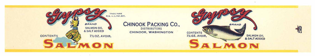 Gypsy Brand Vintage Chinook Washington Salmon Can Label, small