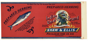Indian Chief Brand Vintage Canadian Seafood Can Label