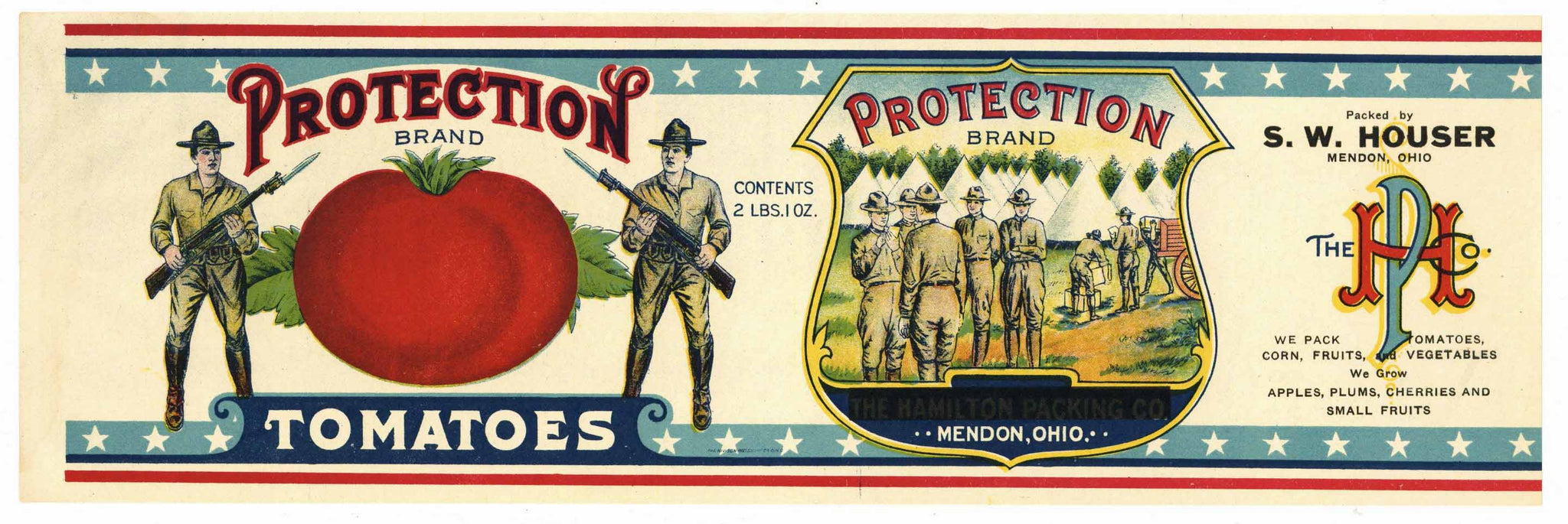 Protection Brand Vintage Mendon Ohio Tomato Can Label