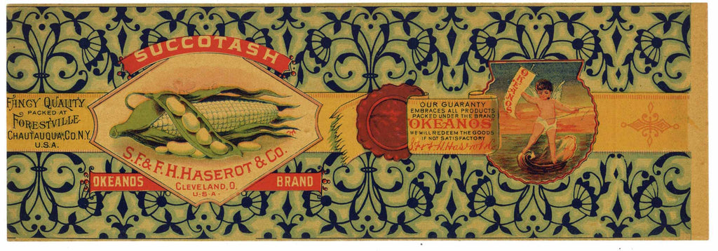 Okeanos Brand Vintage Cleveland Ohio Can Label