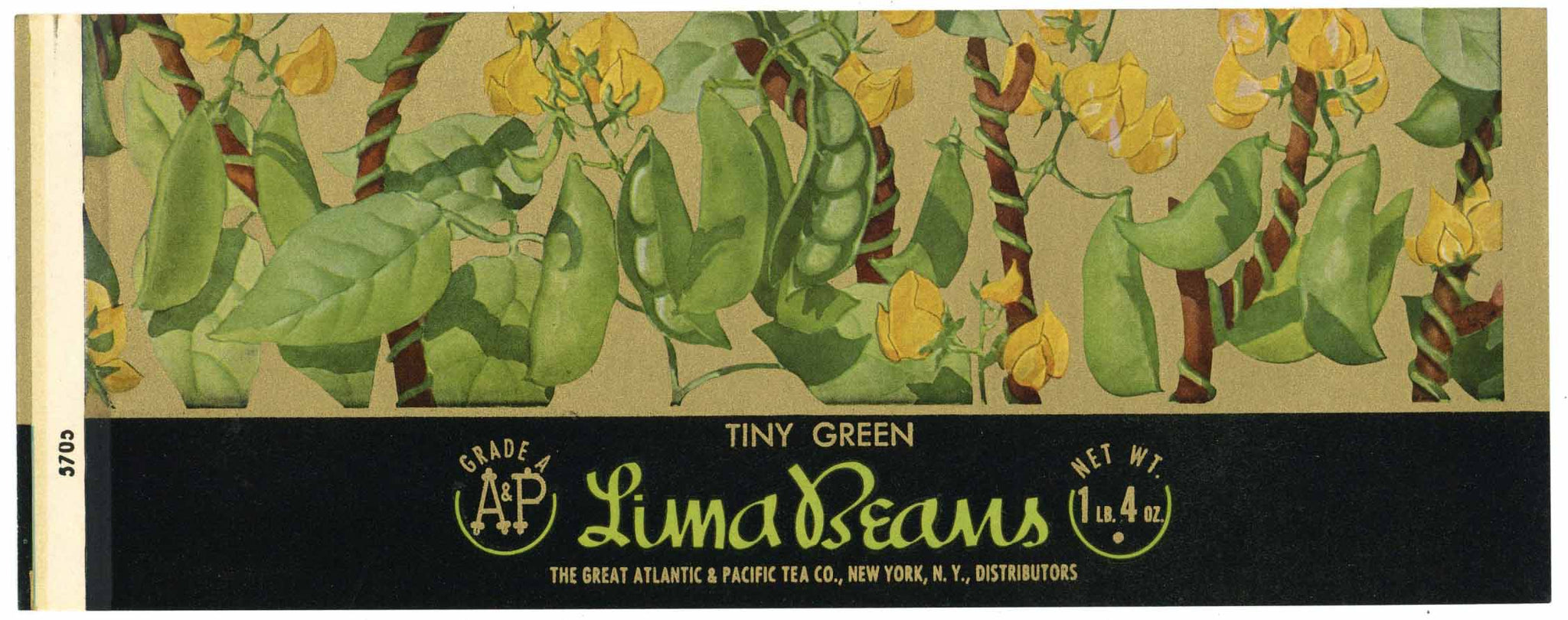 Lima Beans Brand Vintage Great Atlantic & Pacific Tea Co. Can Label