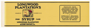 Longwood Plantations Brand Vintage Georgia Syrup Label, long