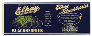 Elkay Brand Vintage Blackberry Can Label, s