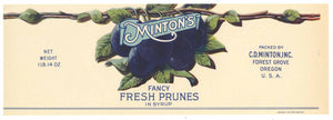 Minton's Brand Vintage Forest Grove Oregon Prune Can Label