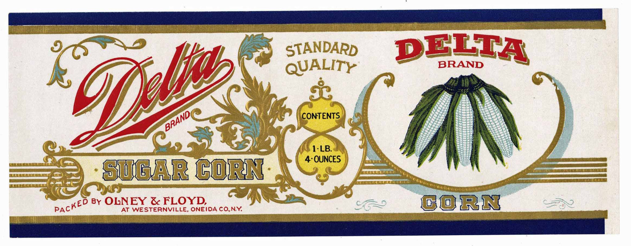 Delta Brand Vintage Olney & Floyd Sugar Corn Can Label