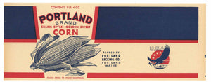 Portland Brand Vintage Maine Corn Can Label