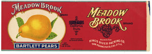 Meadow Brook Brand Vintage Pear Can Label