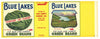 Blue Lakes Brand Vintage Lake County Bean Can Label