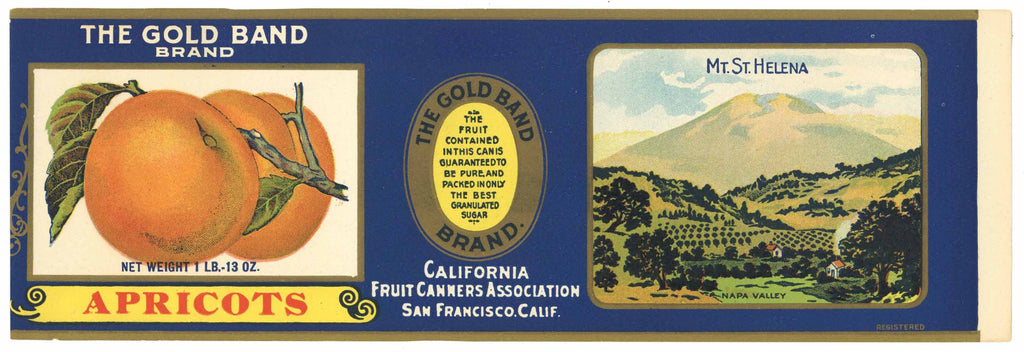 The Gold Band Brand Vintage Napa Valley Apricot Can Label
